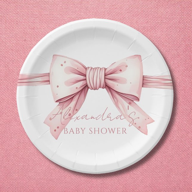 Coquette Pink Bow Babydusche Pappteller (Von Creator hochgeladen)
