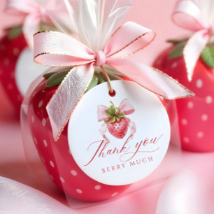 Coquette Pink Bow Berry Baby Dusche Geschenkanhänger