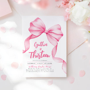 Coquette Pink Bow Birthday Einladung