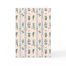 Coquette Pink Bow Blue Stripe Botanical Floral