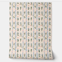 Coquette Pink Bow Blue Stripe Botanical Nursery