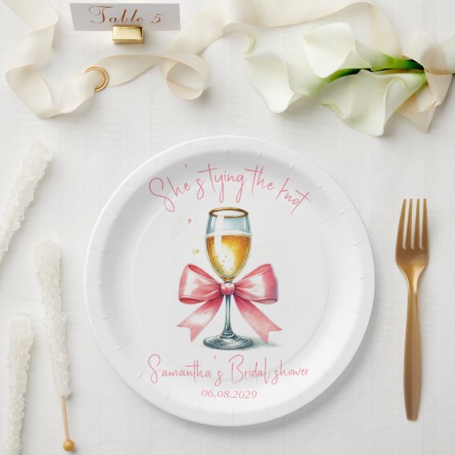 Coquette Pink Bow Brautparty Pappteller (Hochzeit)