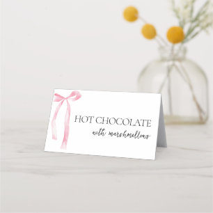 Coquette Pink Bow Buffet Food Label Platzkarte