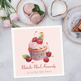 Coquette Pink Bow Cherry Cake Extravagant Girl Äst Serviette