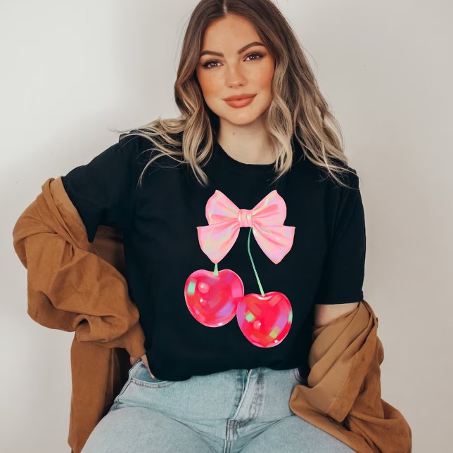 Coquette Pink Bow Cherry T-Shirt (Von Creator hochgeladen)