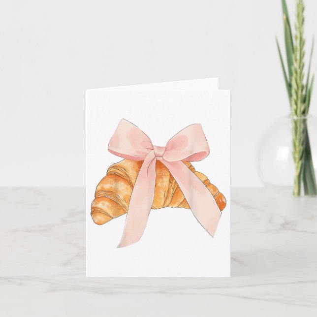 Coquette Pink Bow Croissant Niedlich Backbäcker Ve Karte (Vorderseite)