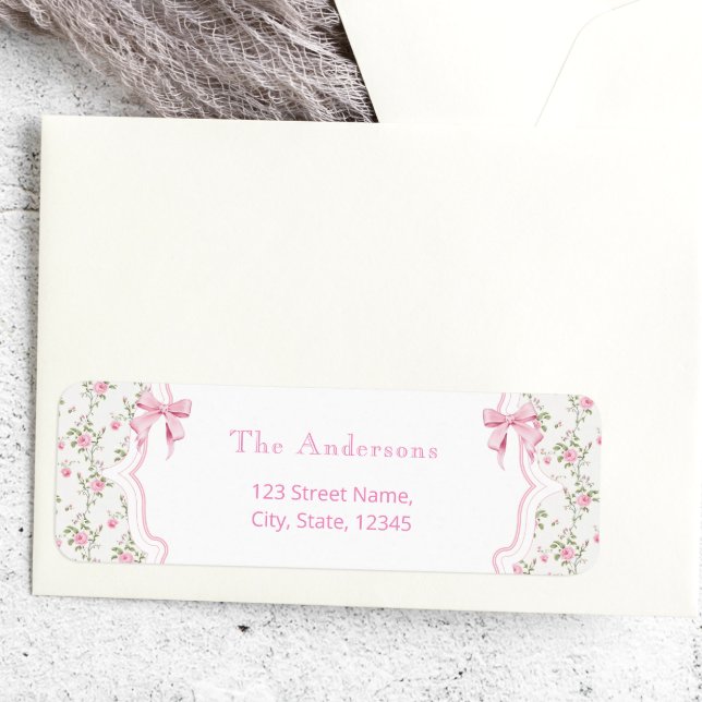 Coquette Pink Bow Floral Girl Babydusche Label (Von Creator hochgeladen)