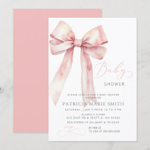 Coquette Pink Bow Girl Babydusche Einladung