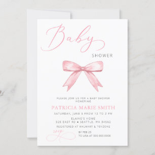 Coquette Pink Bow Girl Babydusche Einladung