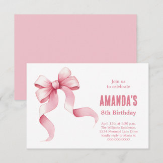 Coquette Pink Bow Girl Birthday Einladung