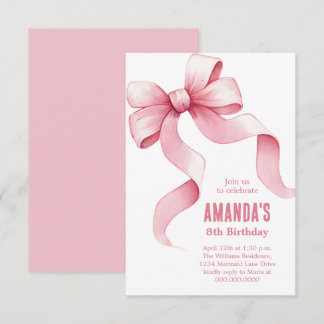 Coquette Pink Bow Girl Birthday Einladung