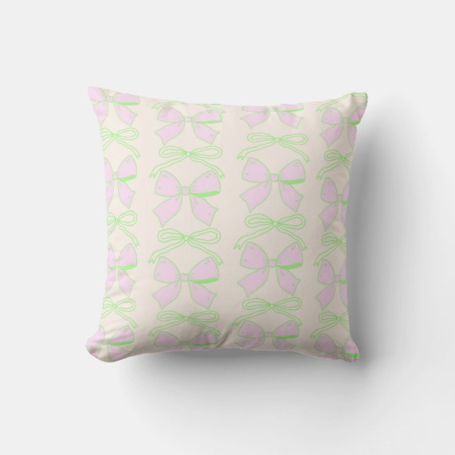 Coquette Pink Bow Green Bow Niedlich Girly Pillow Kissen (Vorderseite)