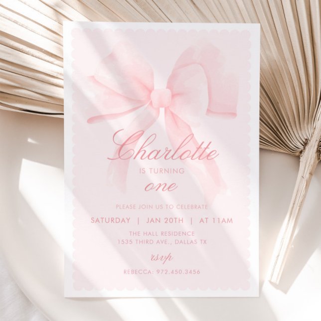 Coquette PINK BOW Invitation d'anniversaire (Créateur téléchargé)