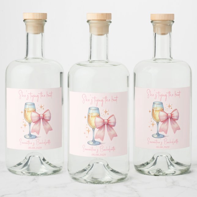 Coquette Pink Bow Junggeselinnen-Abschied Alkoholflaschenetikett (Flaschen)