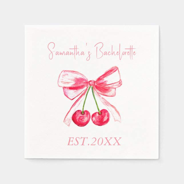 Coquette Pink Bow Junggeselinnen-Abschied Serviette (Vorderseite)