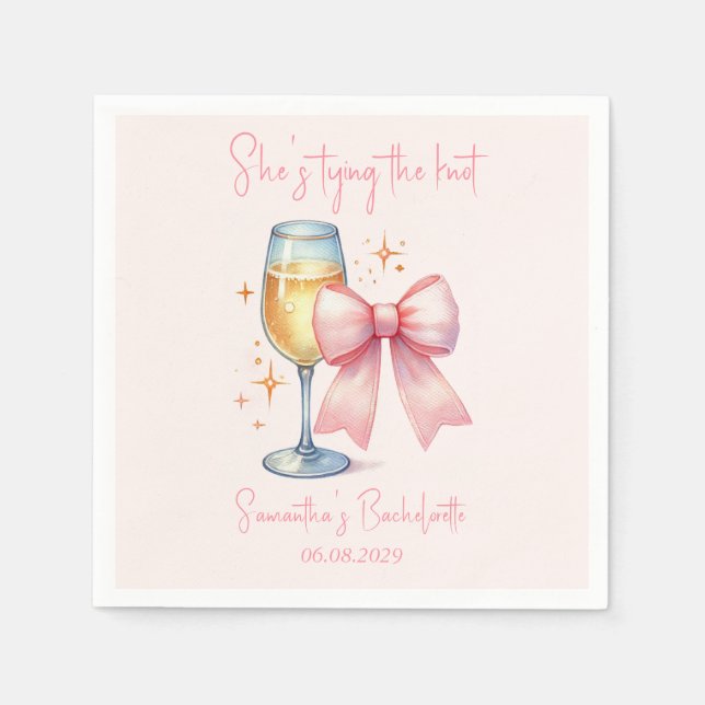 Coquette Pink Bow Junggeselinnen-Abschied Serviette (Vorderseite)