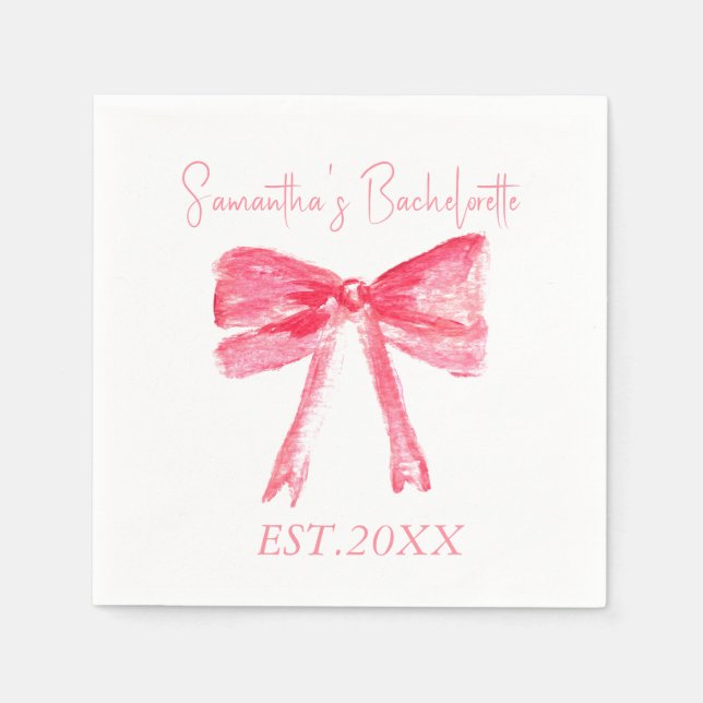 Coquette Pink Bow Junggeselinnen-Abschied Serviette (Vorderseite)