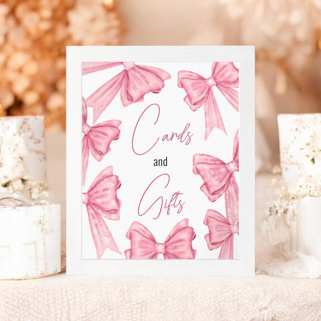 Coquette Pink Bow Karten Geschenke Brautparty Poster (Coquette Pink Bow cards gifts bridal shower Poster)
