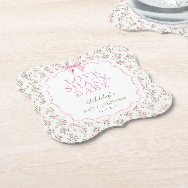 Coquette Pink Bow Liebe Shack Girl Babydusche Untersetzer (angewinkelt)