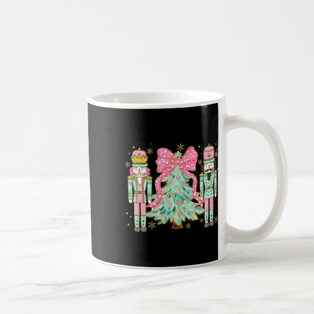 Coquette Pink Bow Nutcracker Weihnachtsbaum Preppy Kaffeetasse (Rechts)