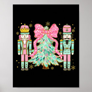 Coquette Pink Bow Nutcracker Weihnachtsbaum Preppy Poster