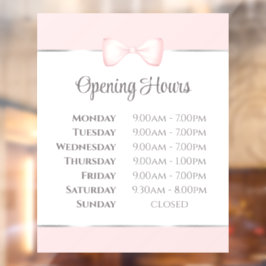 Coquette Pink Bow Öffnungszeiten Fensteraufkleber
