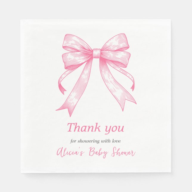 Coquette Pink Bow Retro Girl Babydusche Serviette (Vorderseite)