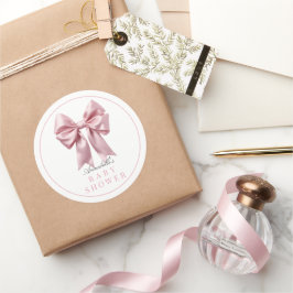 Coquette Pink Bow Ribbon Girl Babydusche Runder Aufkleber