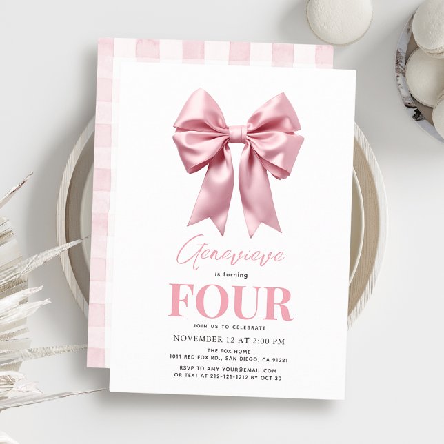 Coquette Pink Bow Ribbon Girl Birthday Einladung (Von Creator hochgeladen)
