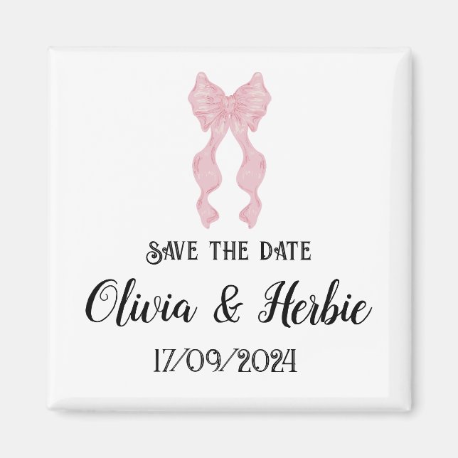 Coquette Pink Bow Speichern das Datumsfenster Magnet (Vorne)