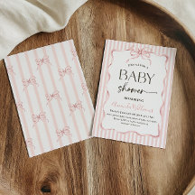 Coquette Pink Bow Stripe Girl Baby Shower