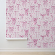 Coquette Pink Bows and Hearts on Soft Pink