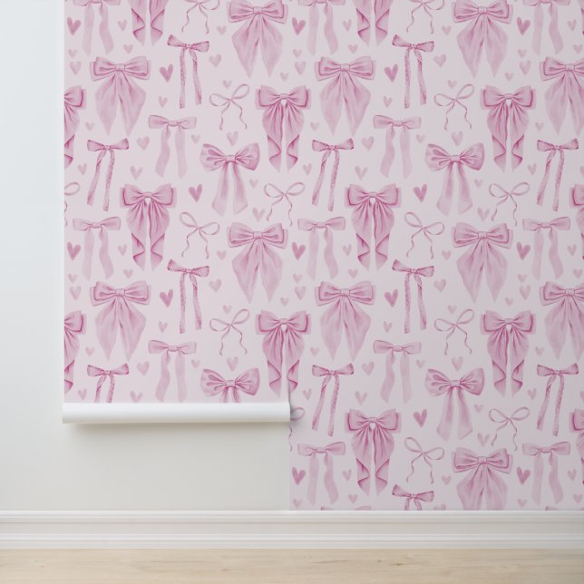 Coquette Pink Bows and Hearts on Soft Pink Tapete (Anwendung)