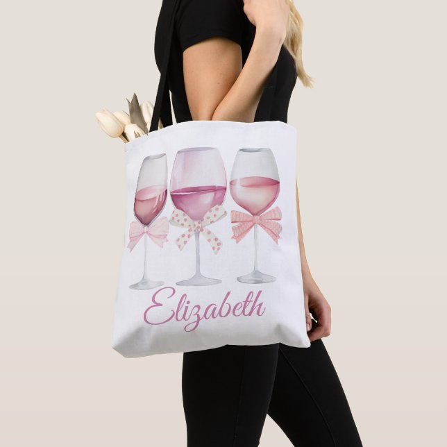 Coquette Pink Bows and Wine Bachelorette Tasche (Von Nahem)