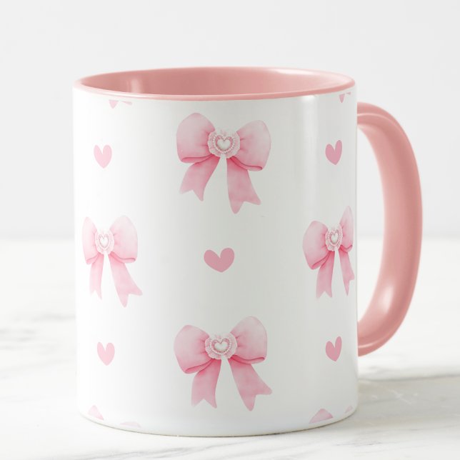 Coquette Pink Bows & Hearts Tasse (Von Creator hochgeladen)