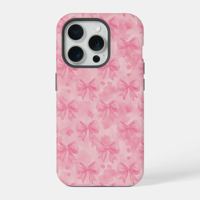 Coquette Pink Bows iPhone 15 Pro Hülle (Rückseite)