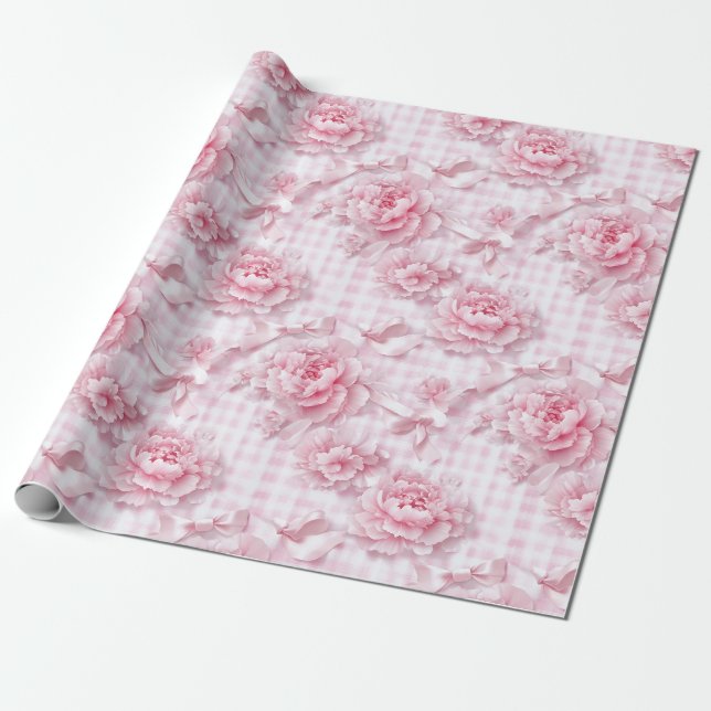 Coquette Pink Floral Geschenkpapier (Ungerollt)