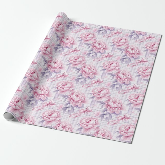 Coquette Pink Floral Geschenkpapier (Ungerollt)