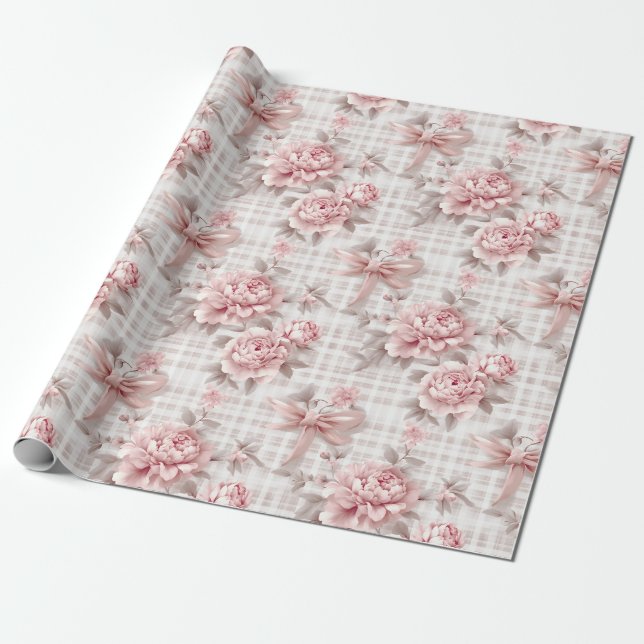 Coquette Pink Floral Geschenkpapier (Ungerollt)