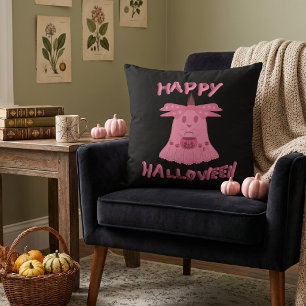 Coquette Pink Ghost Frohes Halloween Digital Art Kissen