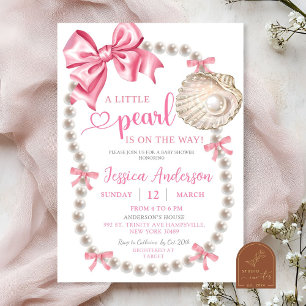 Coquette Pink Girl Pearls Kinderdusche Einladung