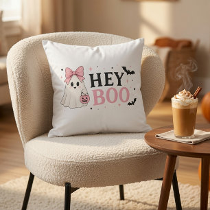 Coquette Pink Hey Boo Geist Halloween Kissen