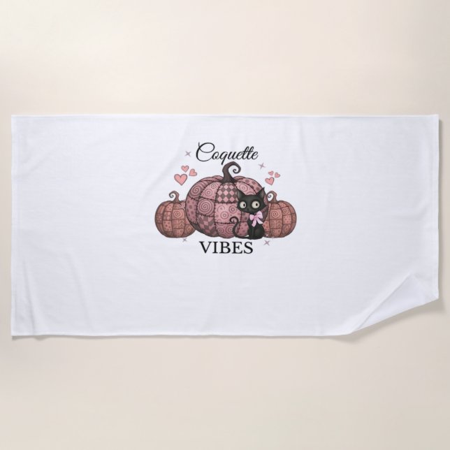 Coquette Pink Pumpkin Cat Classic T - Shirt Strandtuch (Vorderseite)