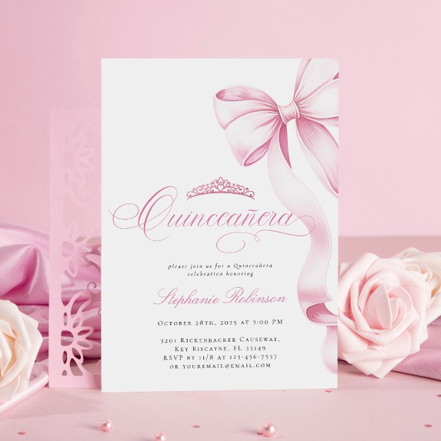 Coquette Pink Quinceañera Invitation (Créateur téléchargé)