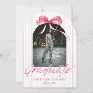 Coquette Pink Ribbon Arch Foto Abschluss Einladung