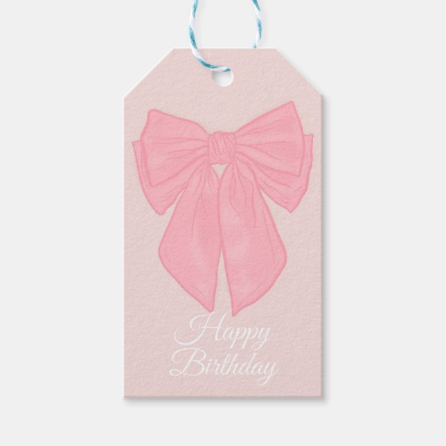 Coquette Pink Ribbon Bow Geschenkanhänger (Vorderseite)