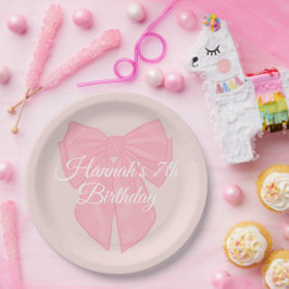 Coquette Pink Ribbon Bow Pappteller