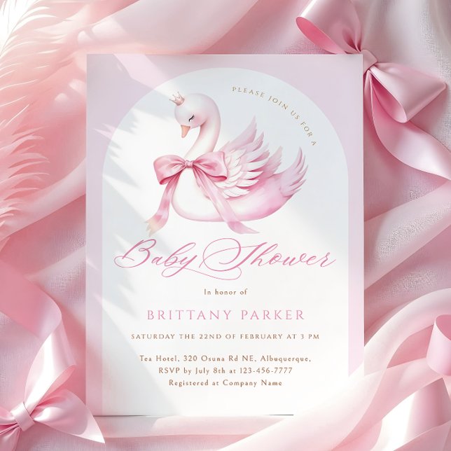 Coquette Pink Swan Baby Dusche Einladung (Von Creator hochgeladen)
