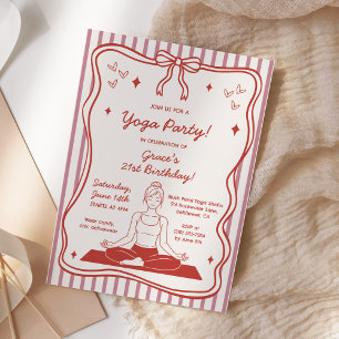 Coquette Pink Yoga Pilates Geburtstagsfeier Einladung