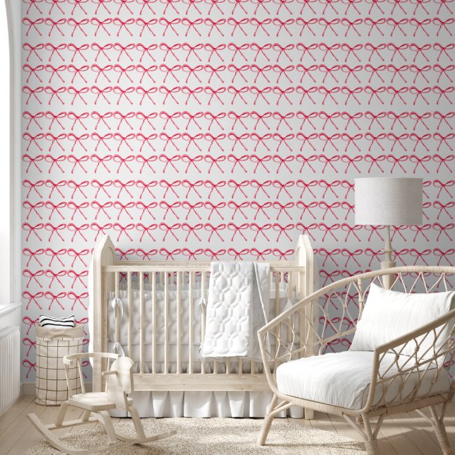 Coquette Preppy Pink Bow Cherries Baby Girl Kinder Tapete (Kinder)
